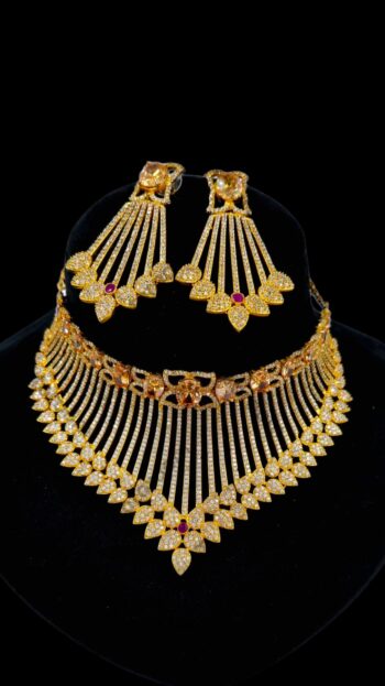 american diamond golden necklace