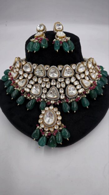 Emerald Polki Mozonite Bridal Jewelry