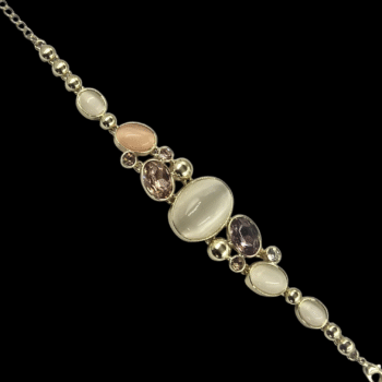 Elegant Pastel Stone Bracelet in Gold Finish