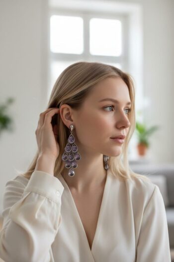Elegant Lavender Crystal Drop Earrings ✨