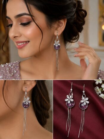 Royal Amethyst Floral Cascade Earrings