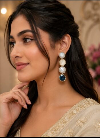 Elegant Blue Pearl Drop Earrings